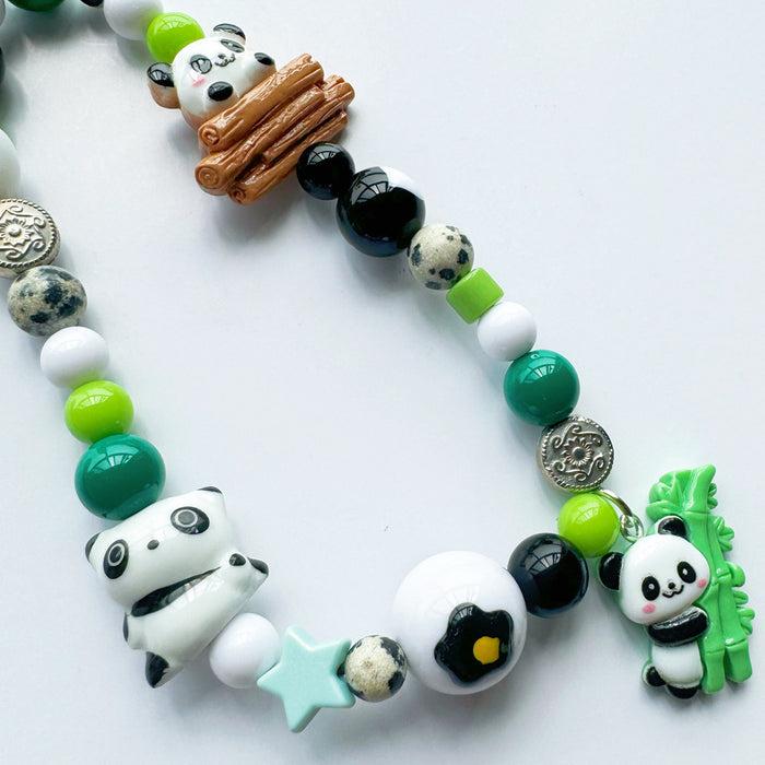 Wholesale   cartoon panda beaded mobile phone chain cute bag pendant