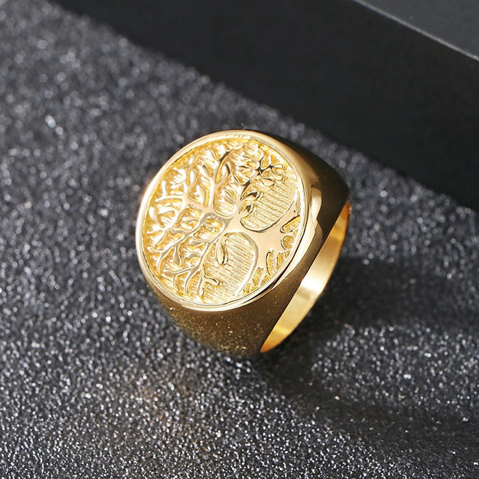 Wholesale Titanium Steel Tree of Life Ring Vintage Stainless Steel Tail Ring