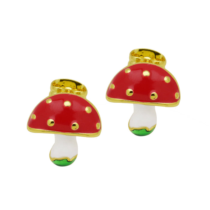 Wholesale Heart-shaped red strawberry apple mushroom color oil ear buckle ear clip earrings jewelry