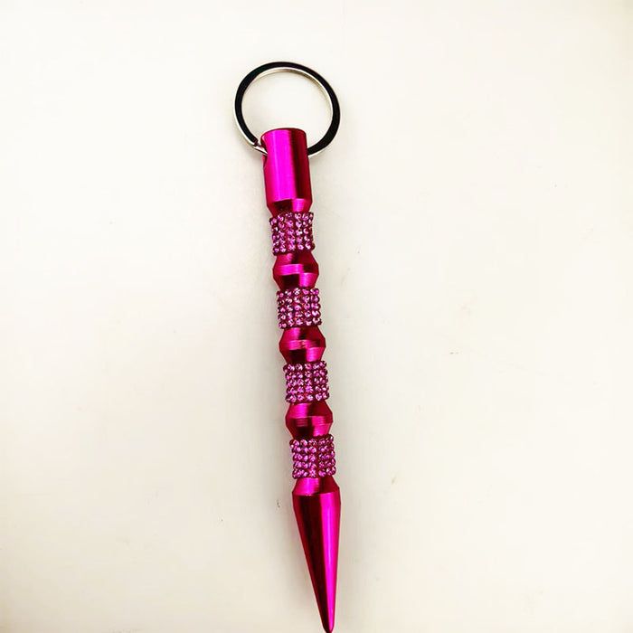 Wholesale Chic Rhinestone Self Defense Stick Keychain Black Alloy Fashion Jewelry Accessory Gift