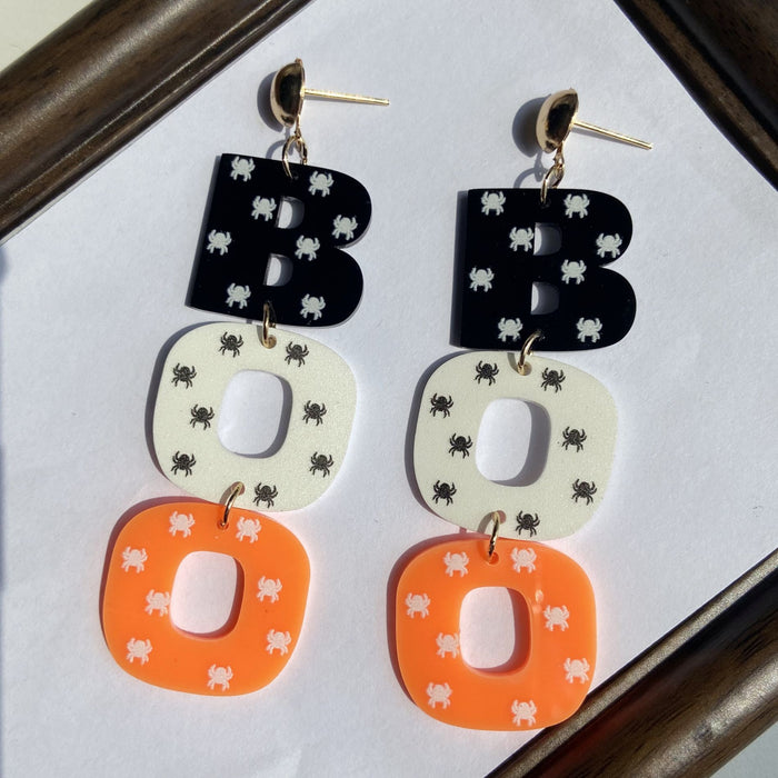 Wholesale  Series Earrings Cute Cartoon Letters Bat Ghost Pumpkin Earrings