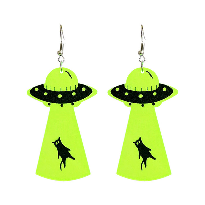 Wholesale 2pcs Halloween Skull Alien Fluorescent Acrylic Earrings JDC-ES-HeYi109