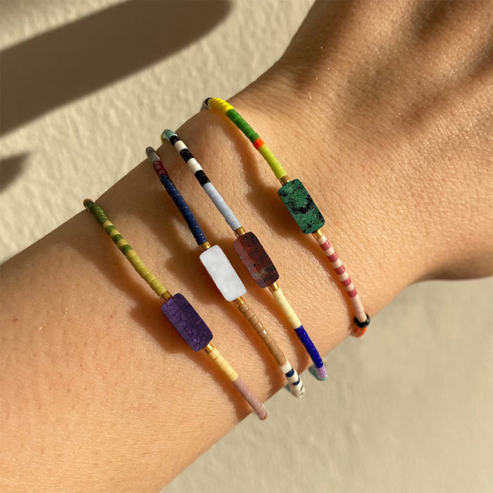 Wholesale Handmade Multicolor Glass Beaded Bracelet Geometric Design Unisex Chic Fashion Accessory For Everyday Wear Or Gift