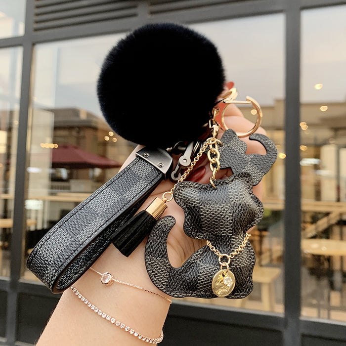 Wholesale Leather Cartoon Fur Ball Keychain (F) JDC-KC-ChengX001