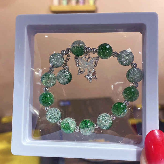 Wholesale Electroplated Glass Glaze Butterfly Ice Crack Bow Beaded Bracelet