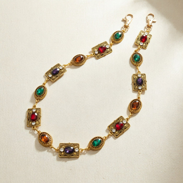 Wholesale Vintage Retro Hip Hop Gold Tone Multi Gemstone Waist Chain For Men Stylish Pants Chain Jewelry Accessory