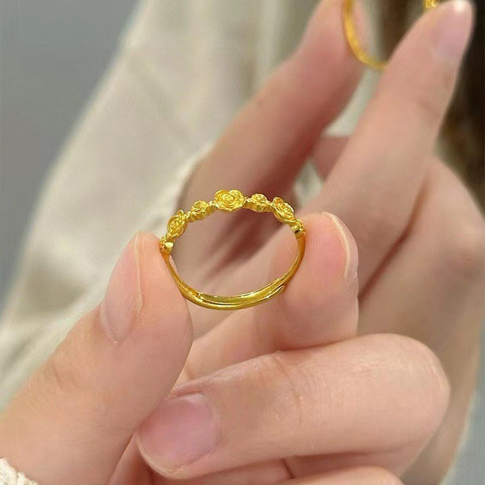 Wholesale Gold butterfly ring, niche design, light luxury temperament, fashionable and versatile flower ring