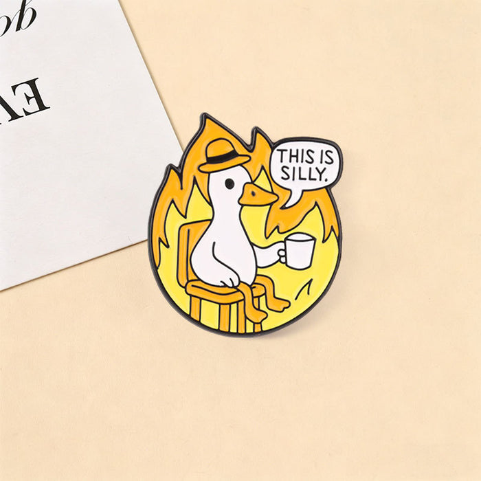 Wholesale Modern Cartoon Duck Brooch Pin Zinc Alloy Baked Paint Backpack Accessory