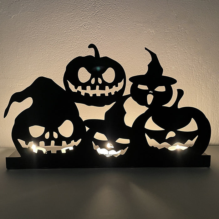 Wholesale Halloween Pumpkin Lantern Skeleton Candle Holder Iron Art Decoration JDC-OS-YFT003