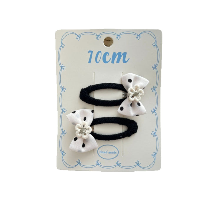 Wholesale Sweet bow hair clip with water droplets, wavy dots, children's fabric, side broken hair, wavy dots, bangs clip