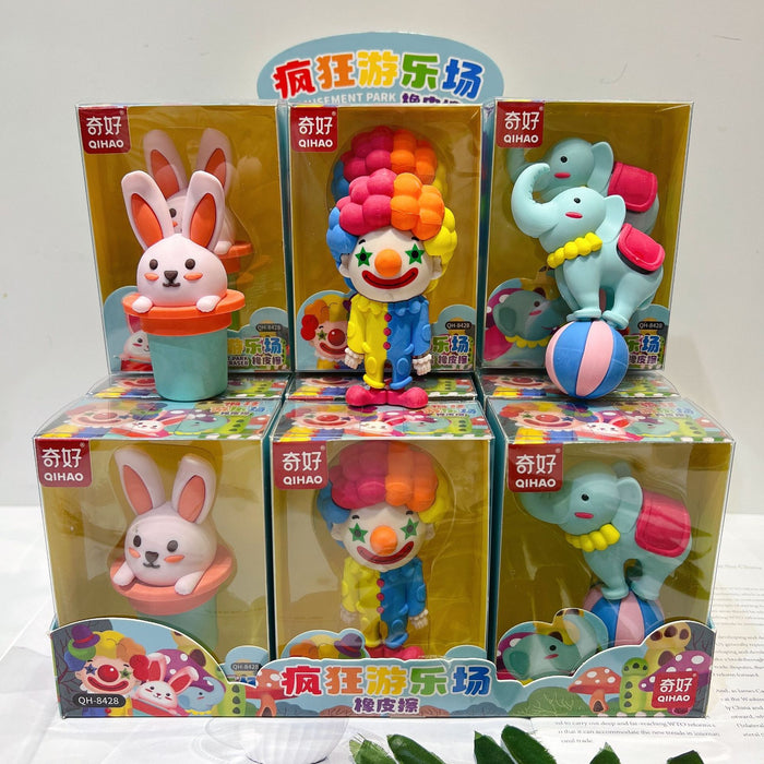 Wholesale 12pcs/box Decorative Rubber Eraser Amusement Park Cartoon Student Stationery