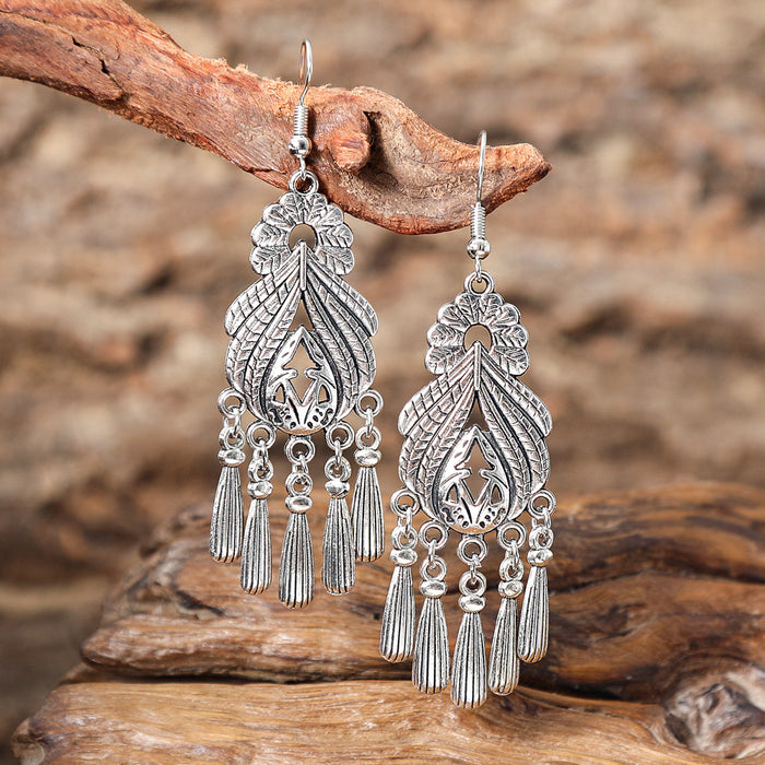 Wholesale 2pcs Bohemian Vintage Flower Tassel Elegant Earrings