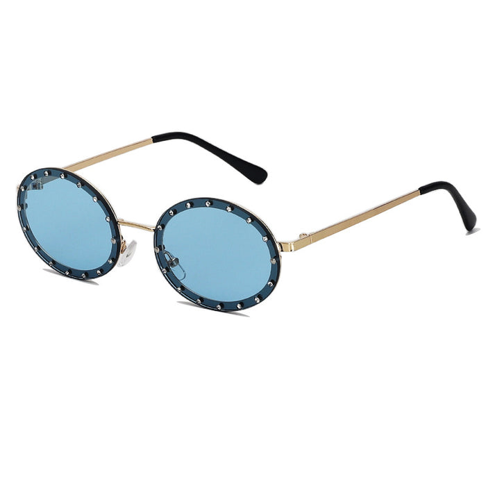 Wholesale Metal Frame PC Oval Diamond Sunglasses JDC-SG-ZS001