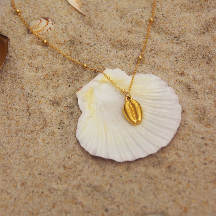 Wholesale Ocean Series Necklace Women's 18k Gold-plated Stainless Steel Conch Sea Star Color-free Necklace