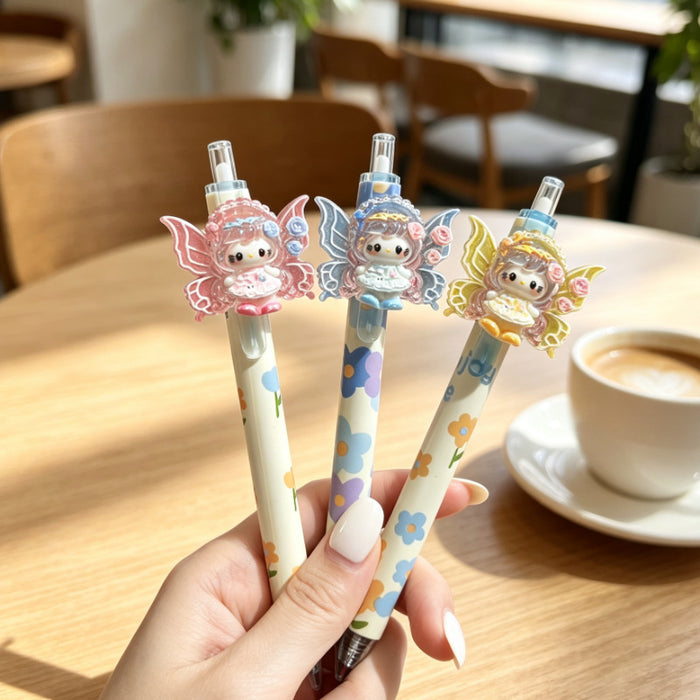 Wholesale Trendy Cartoon Press Pens with Angel Wings Design Cute Office Writing Supplies Gift Idea