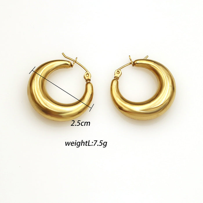Wholesale 18K Golden Crescent Titanium Steel Earrings