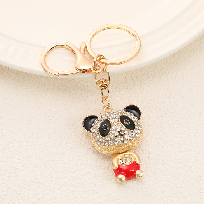 Wholesale Diamond encrusted teddy bear car key pendant, cute and exquisite small gift, women's handbag chain pendant, keychain ring