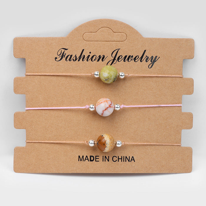 Wholesale Handmade Braided Rope Agate Stone Couple Bracelet Geometric Chic Gift For Everyday Wear Fashion Accessory