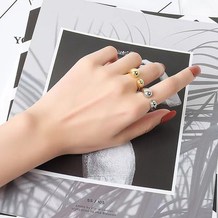 Wholesale New Fashionable Open Water Drop Ring, Simple Irregular Ring, Alloy Plated, Niche Personalized Jewelry