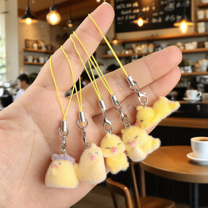 Wholesale 3D Flocked Resin Chick Keychain Charm