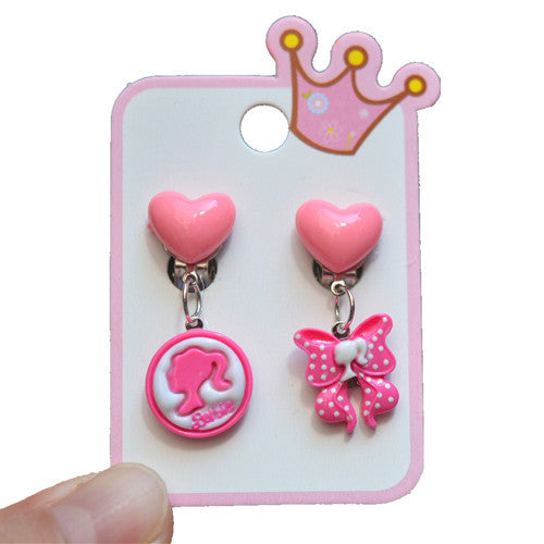 Wholesale Resin Girls Love Princess Necklace Bracelet Ear Clip Ear Stud Set JDC-ES-SLL001