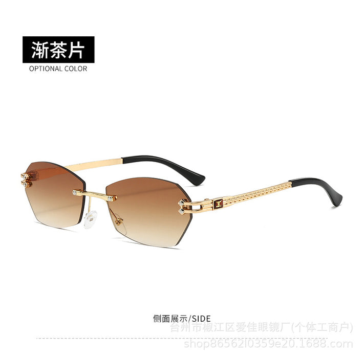 Wholesale New Sunglasses Classic Frameless Cut Edge Sunglasses Metal Sunglasses