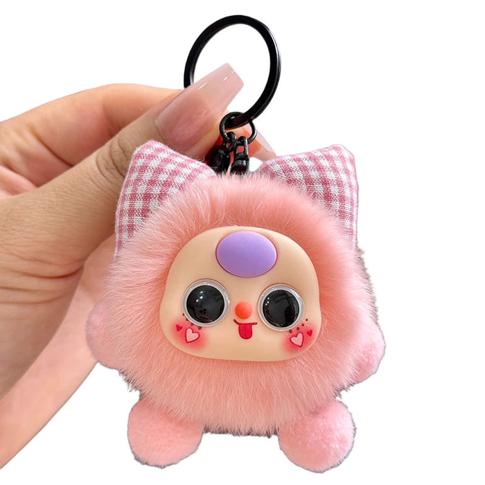 Wholesale Bowknot Small Coal Ball Fuzzy Keychain
