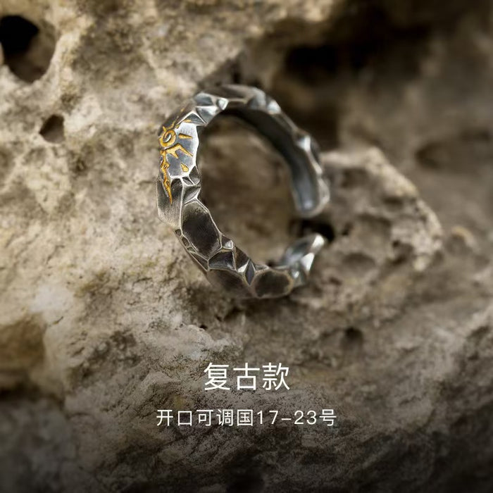Wholesale Personalized and fashionable geometric ring, retro and high-end opening, index finger ring, niche design ring