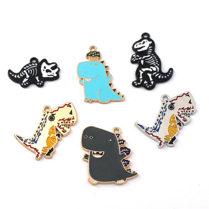 Wholesale 10pcs Cute Big Dinosaur Alloy Oil Drop Pendant Keychain Pendant Accessories
