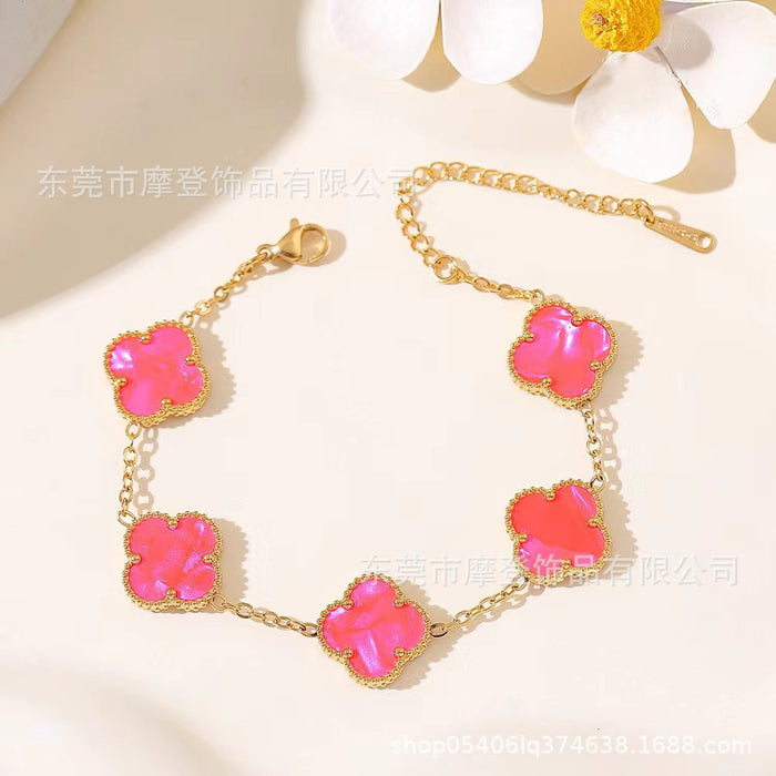 Wholesale titanium steel four-leaf clover bracelet JDC-BT-Modeng002