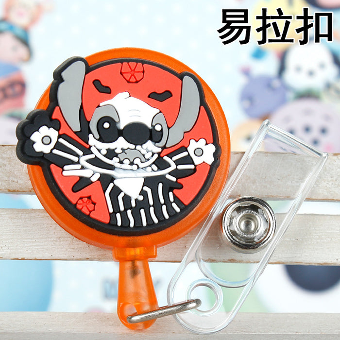 Wholesale Cartoon Badge Scroll Retractable Plastic Keychain JDC-KC-LuoKe007