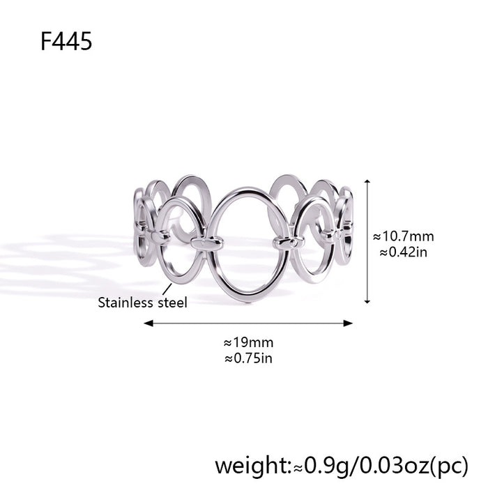 Wholesale Hollow Geometric Stainless Steel Adjustable Open Ring Gold Plated Jewelry