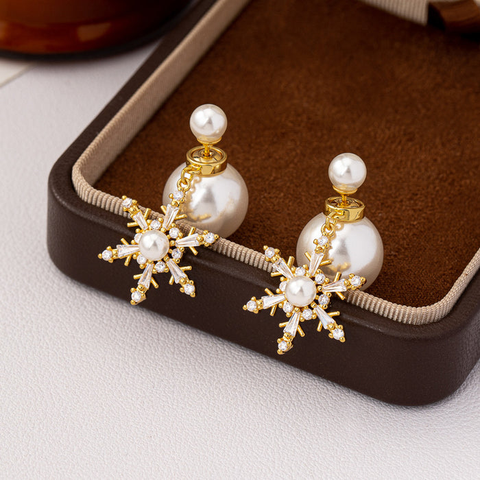 Wholesale Snowflake Pearl Earrings for Women