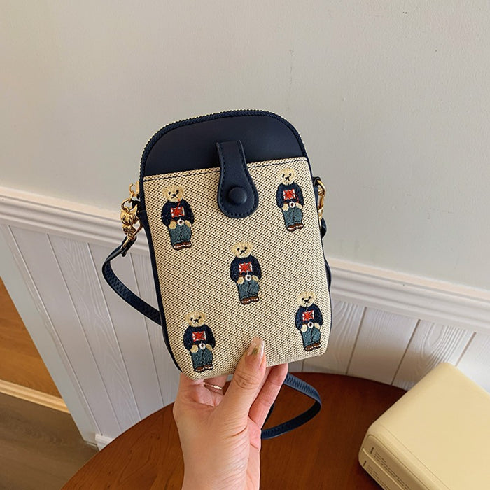 Wholesale All-match Bear Mobile Phone Bag Shoulder Crossbody Square Bag JDC-SD-CB025