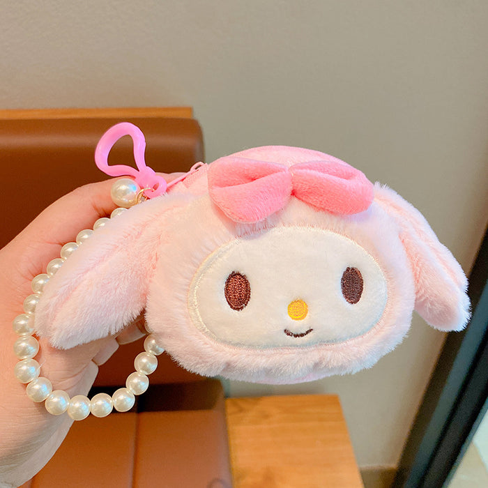 Wholesale  Cute Plush Coin Purse Keychain Women's Cartoon School Bag Pendant  Doll Key Chain Wallet