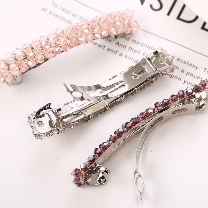 Wholesale Woven Clip Headwear Women's Side Clip Simple Crystal Hairpin Girl Crystal