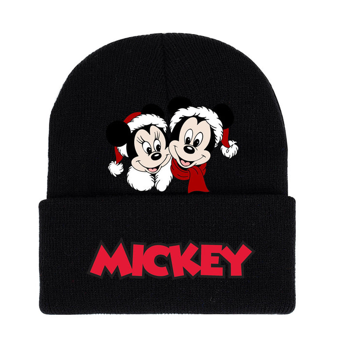 Wholesale Mickey Color Knitted Hat Foreign Trade New Fashion Black Printed Wool Hat Autumn and Winter Warm Ear Protection Hat JDC-FH-WDM013