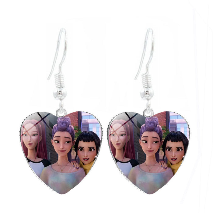 Wholesale Kpop Heart-shaped earrings cartoon anime personalized ear hooks and earrings