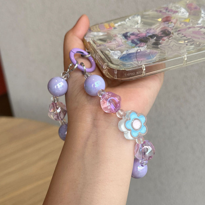 Wholesale Handmade painted bead car keychain electroplated colored bead keychain DIY pendant
