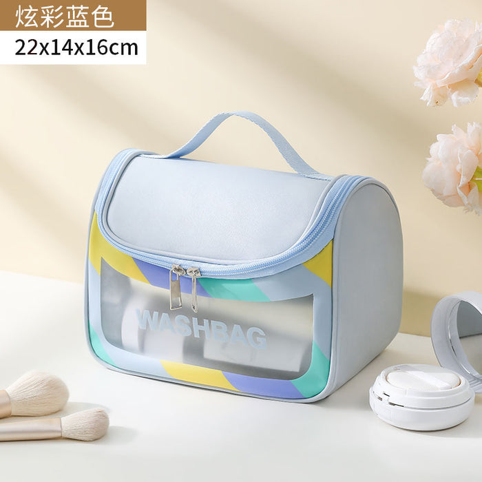 Wholesale Stylish Waterproof PVC Travel Toiletry Bag Large Capacity Handheld Cosmetic Pouch Colorful Curved Design For Travel Gift Everyday Use
