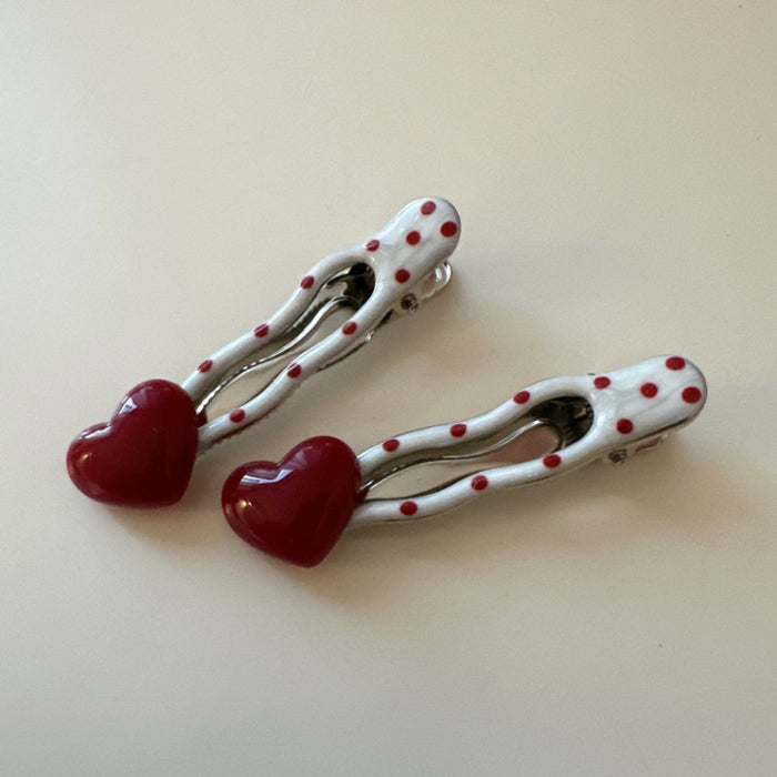 Wholesale Red Polka Dot Heart Hairpin for Women Side Hair Clip Hairpin Hair Accessories