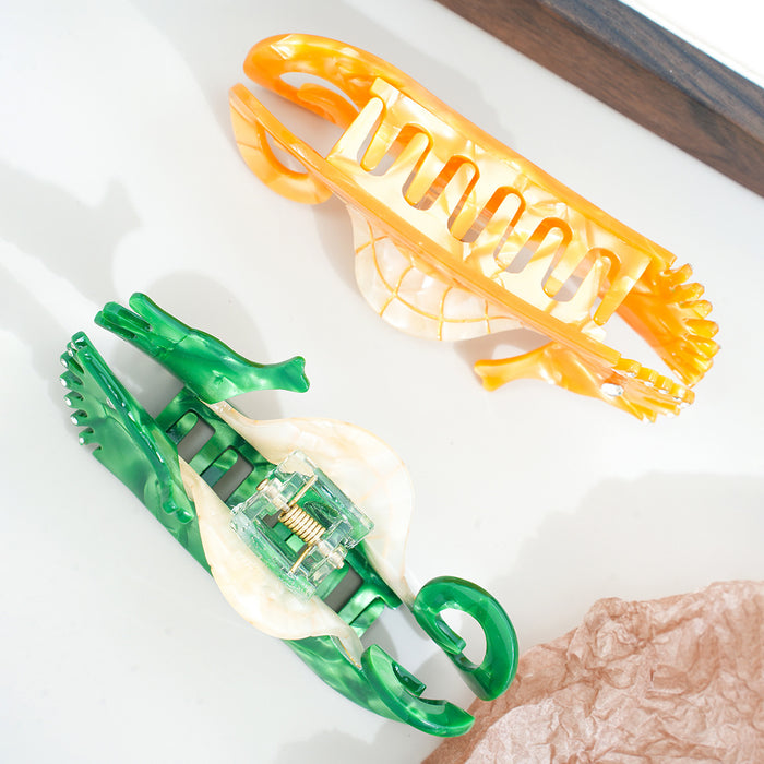 Wholesale Ocean Series Seahorse Gold Acetate Hair Claw Clip,  Trendy Hair Accessory