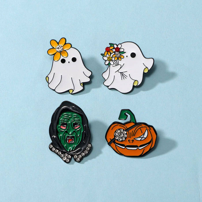Wholesale  brooch cartoon alloy oil drop diamond badge diamond cute ghost pumpkin devil clothes decoration