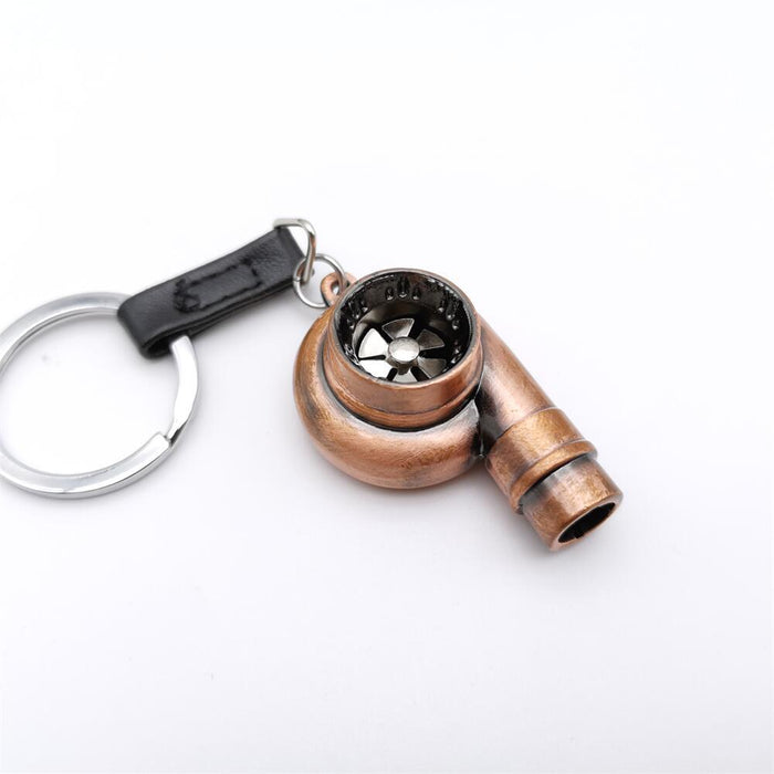 Wholesale Zinc alloy blades rotate on this car turbocharger shaped metal alloy keychain