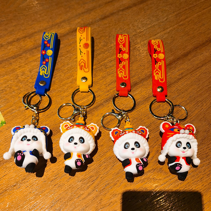 Wholesale Rubber Cartoon Doll Lion Tiger Head Panda Keychain JDC-KC-Tingm180