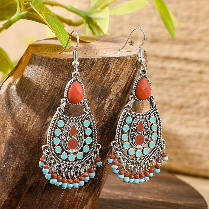 Wholesale Bohemian Tassel Geometric Drop Earrings Electroplated Zinc Alloy Jewelry Accessory MOQ≥2