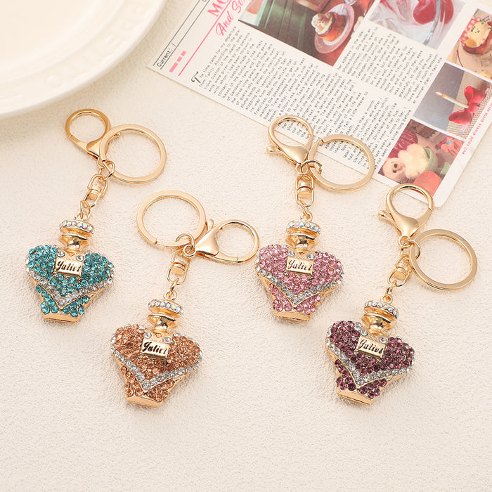 Wholesale Crystal Perfume Bottle Keychain Zinc Alloy Purple Car Key Accessory MOQ≥2