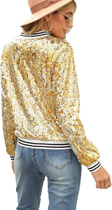Wholesale Autumn sequin et,  loose sequin baseball coat