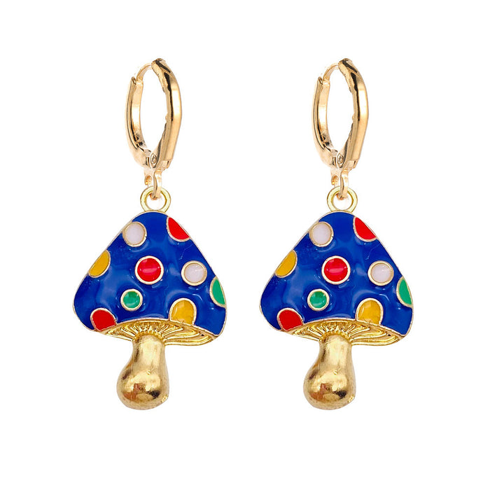 Wholesale Colorful Three-dimensional Mushroom Earrings Alloy Oil Drop JDC-ES-YaChen015