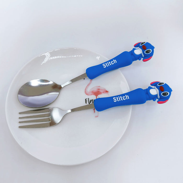 Wholesale Cartoon tableware set stainless steel spoon and fork storage box